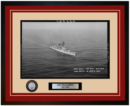 USS MULLINNIX DD-944 Framed Navy Ship Photo Burgundy