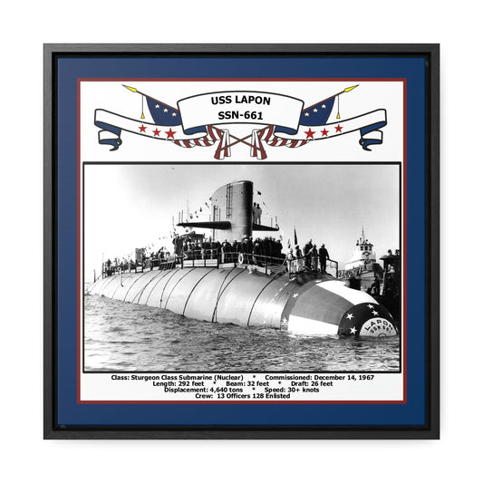 USS Lapon SSN-661 Navy Floating Frame Photo Front View