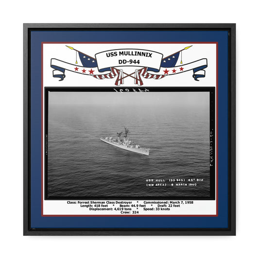 USS Mullinnix DD-944 Navy Floating Frame Photo Front View