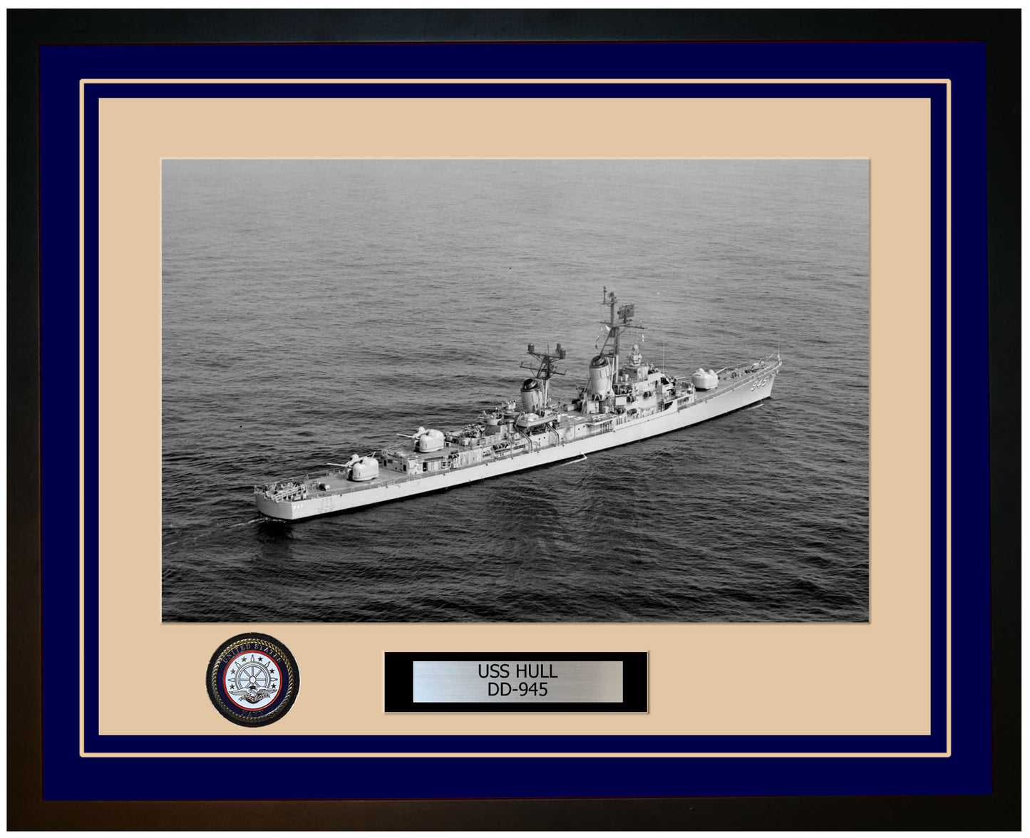 USS HULL DD-945 Framed Navy Ship Photo Blue