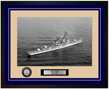 USS HULL DD-945 Framed Navy Ship Photo Blue
