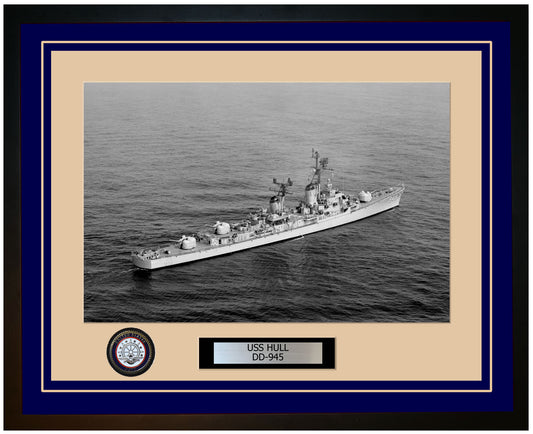 USS HULL DD-945 Framed Navy Ship Photo Blue