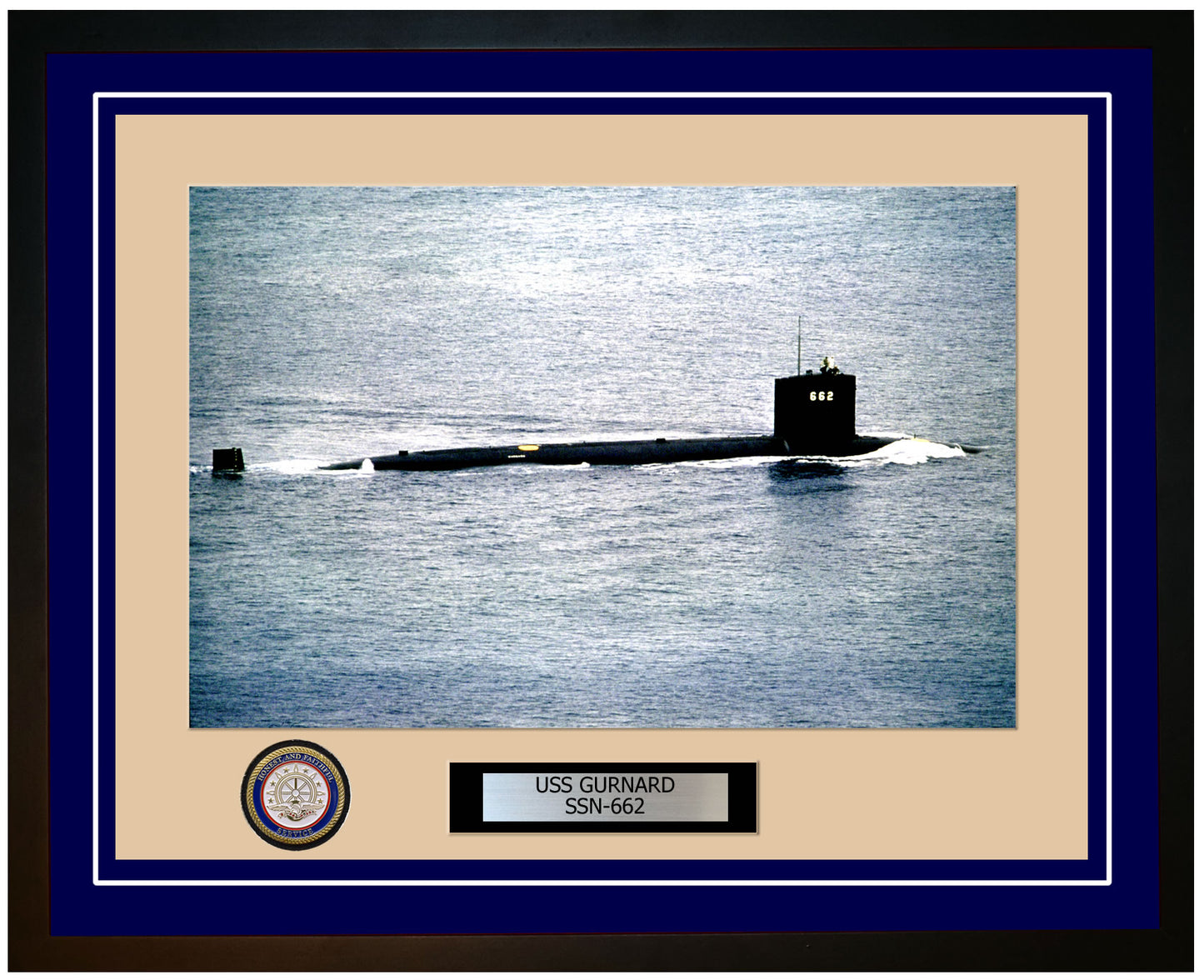 USS Gurnard SSN-662 Framed Navy Ship Photo Blue