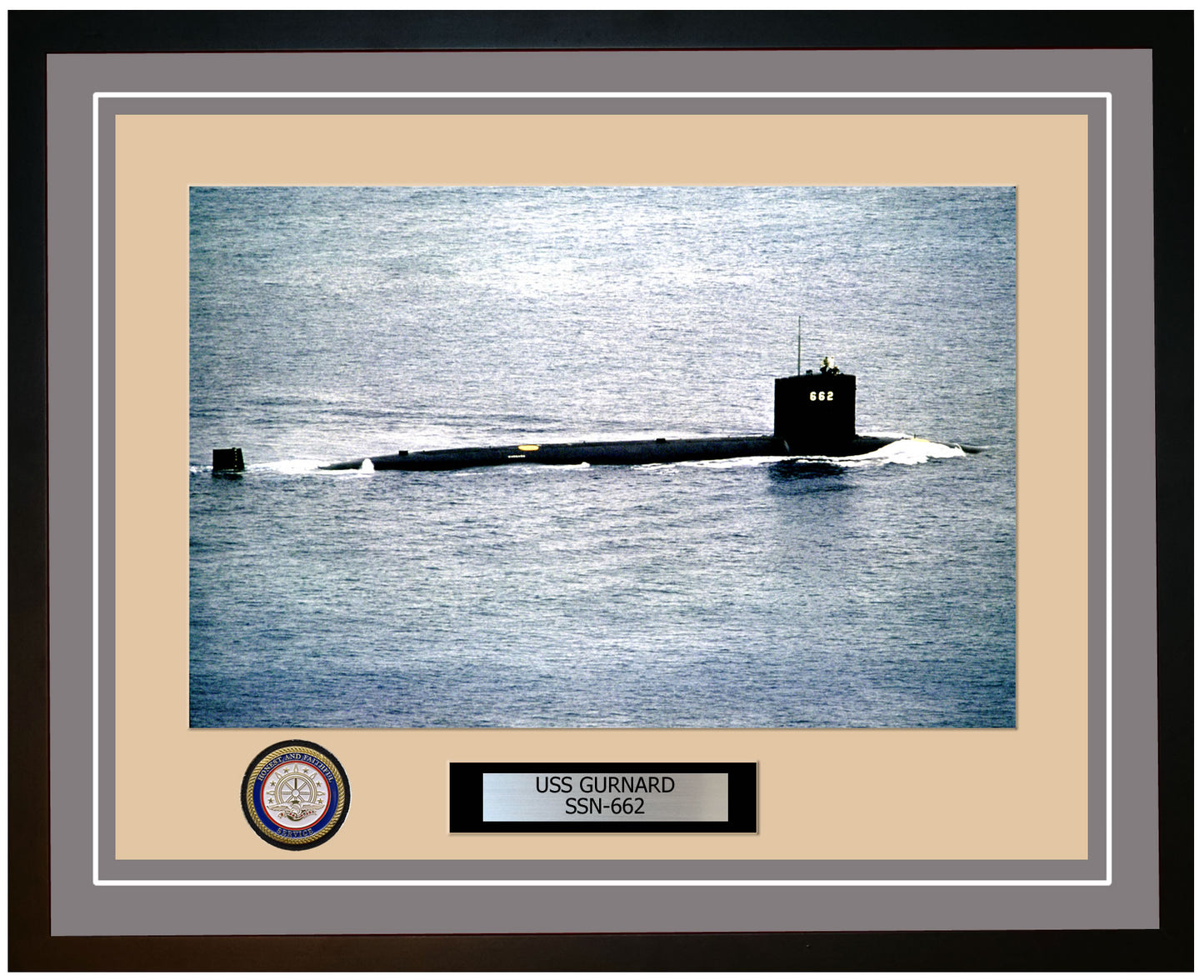 USS Gurnard SSN-662 Framed Navy Ship Photo Grey