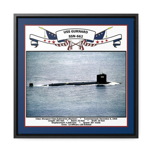 USS Gurnard SSN-662 Navy Floating Frame Photo Front View