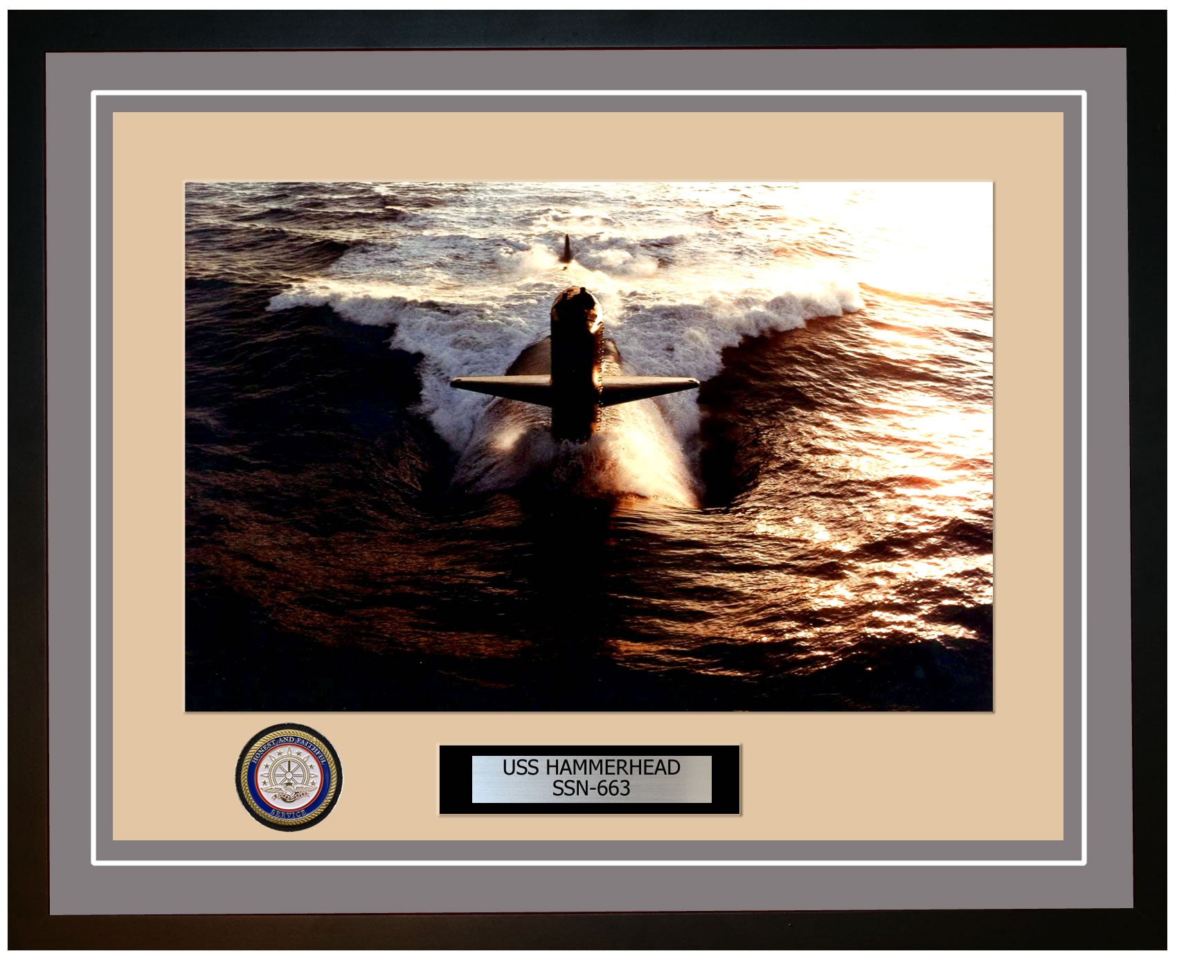 USS Hammerhead SSN-663 Framed Navy Ship Photo Grey