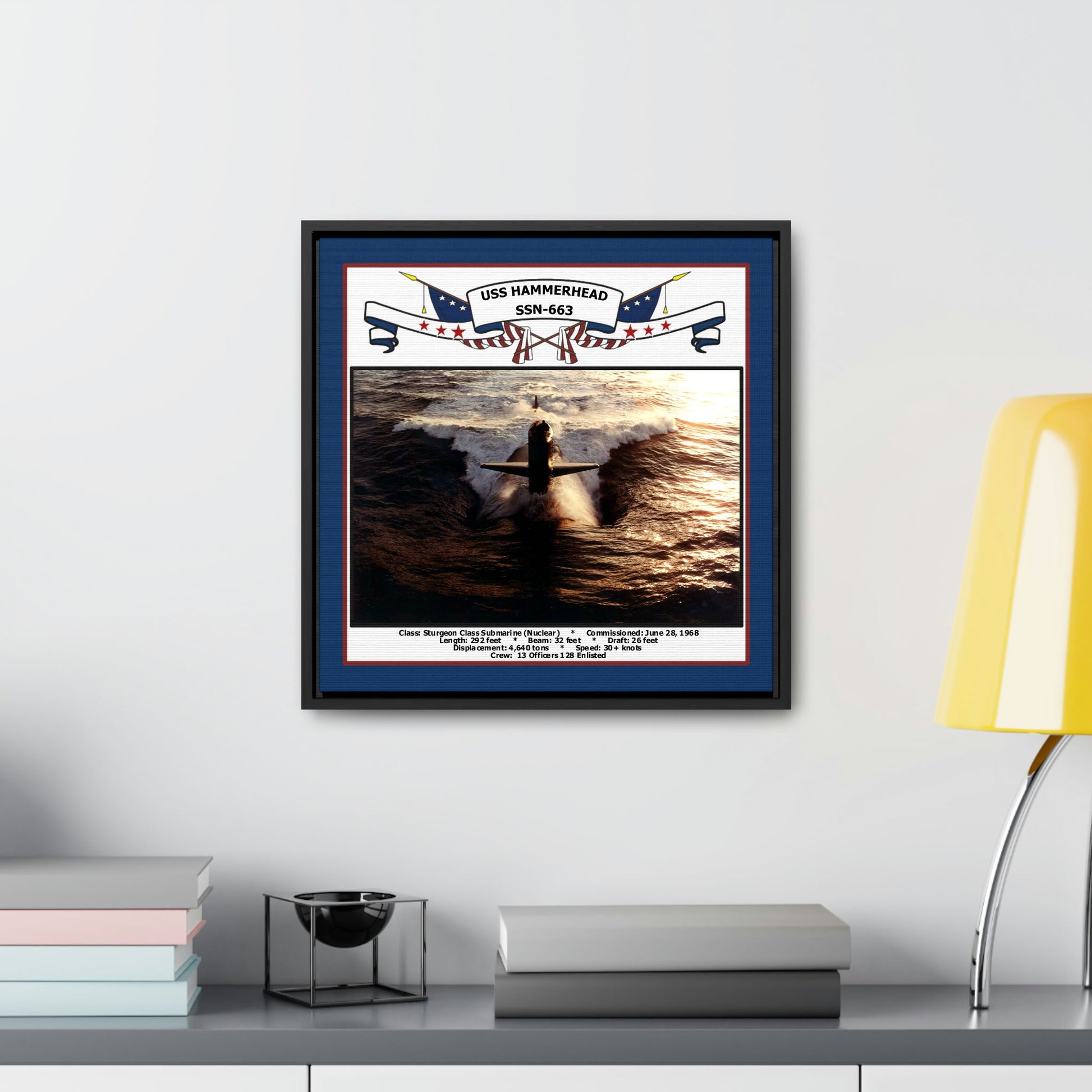 USS Hammerhead SSN-663 Navy Floating Frame Photo Desk View