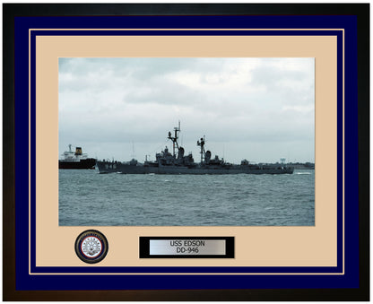 USS EDSON DD-946 Framed Navy Ship Photo Blue