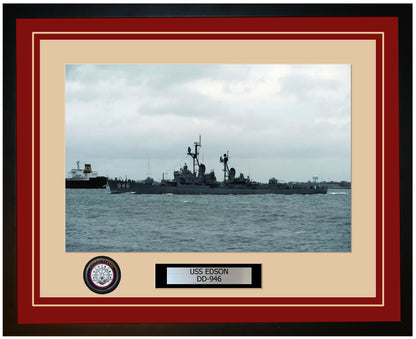 USS EDSON DD-946 Framed Navy Ship Photo Burgundy