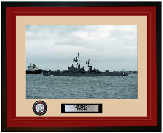USS EDSON DD-946 Framed Navy Ship Photo Burgundy
