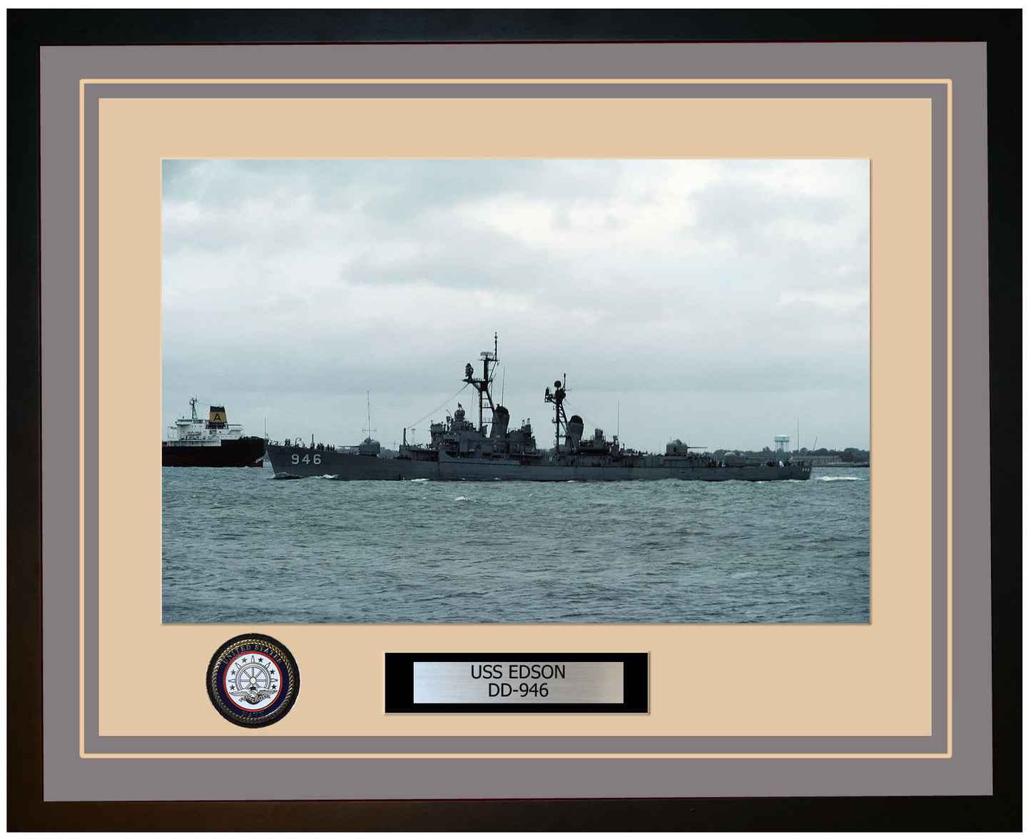 USS EDSON DD-946 Framed Navy Ship Photo Grey