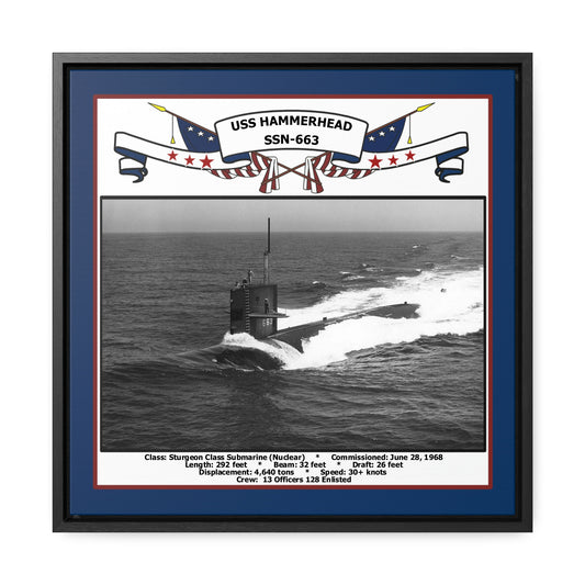 USS Hammerhead SSN-663 Navy Floating Frame Photo Front View