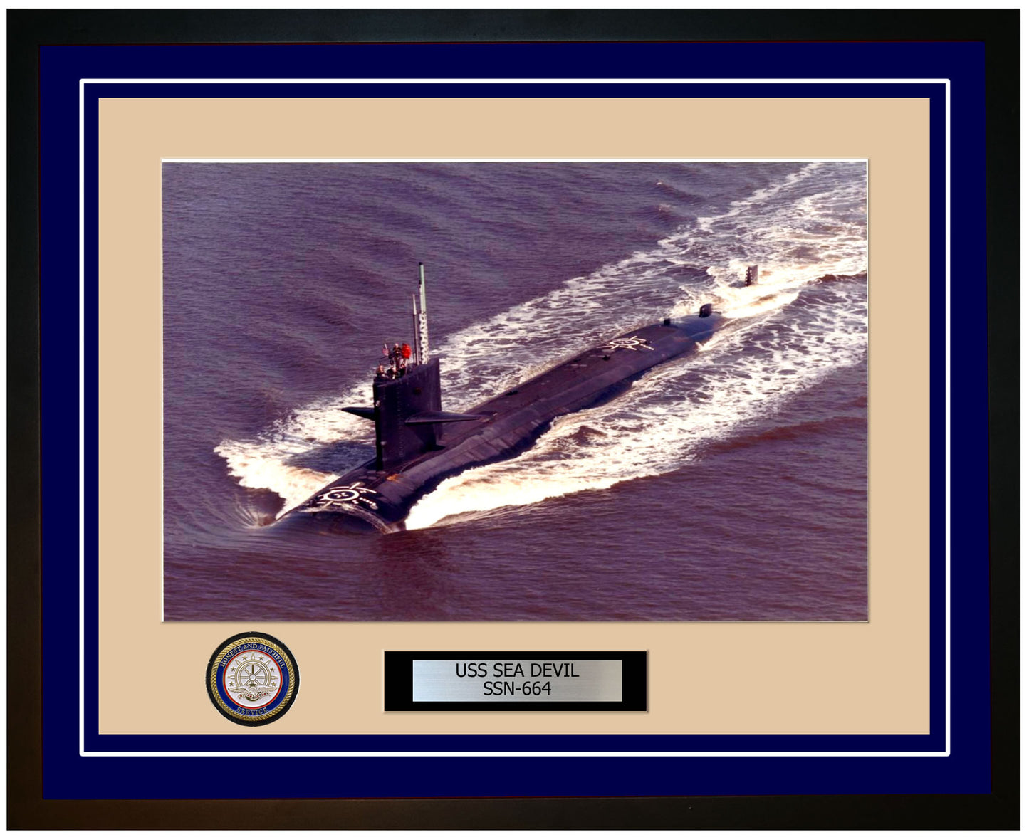 USS Sea Devil SSN-664 Framed Navy Ship Photo Blue