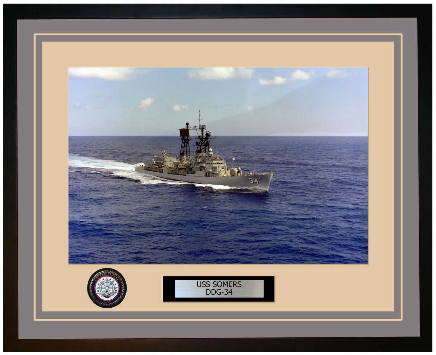 USS SOMERS DDG-34 Framed Navy Ship Photo Grey