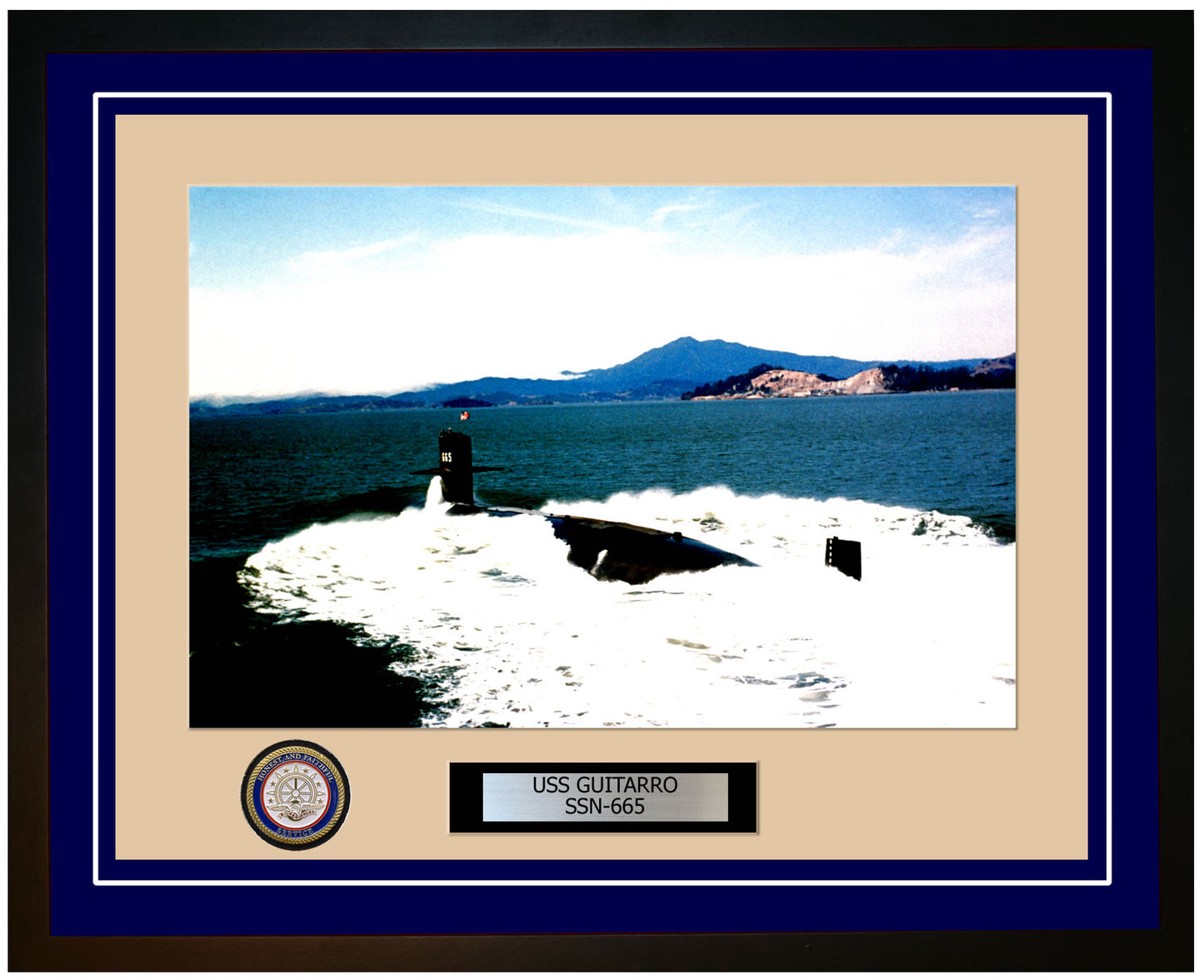 USS Guitarro SSN-665 Framed Navy Ship Photo Blue