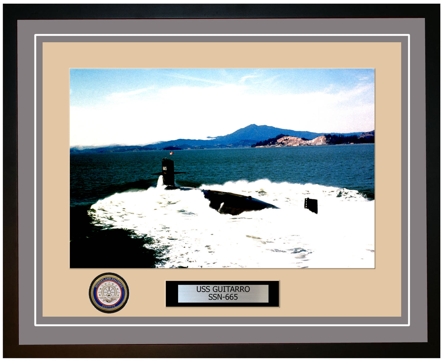 USS Guitarro SSN-665 Framed Navy Ship Photo Grey