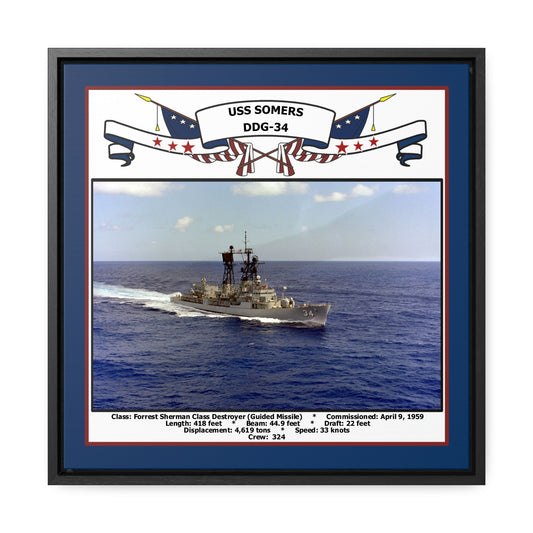 USS Somers DDG-34 Navy Floating Frame Photo Front View