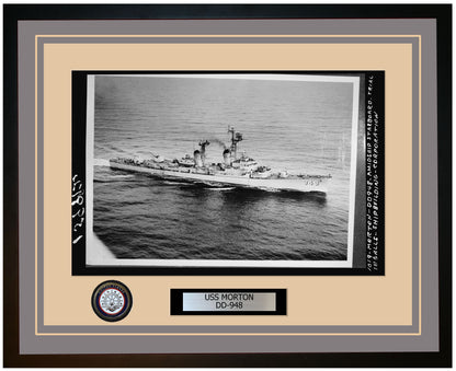 USS MORTON DD-948 Framed Navy Ship Photo Grey