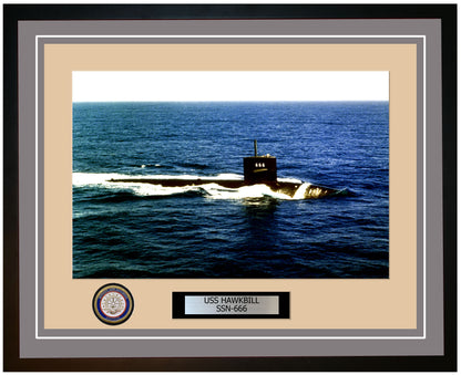 USS Hawkbill SSN-666 Framed Navy Ship Photo Grey