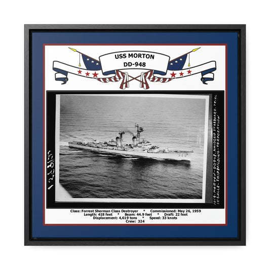 USS Morton DD-948 Navy Floating Frame Photo Front View
