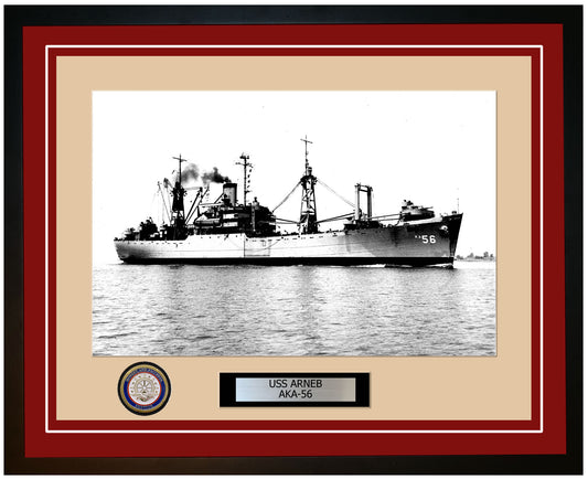 USS Arneb AKA-56 Framed Navy Ship Photo Burgundy