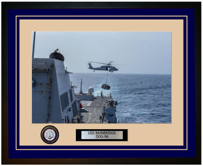 USS BAINBRIDGE DDG-96 Framed Navy Ship Photo Blue
