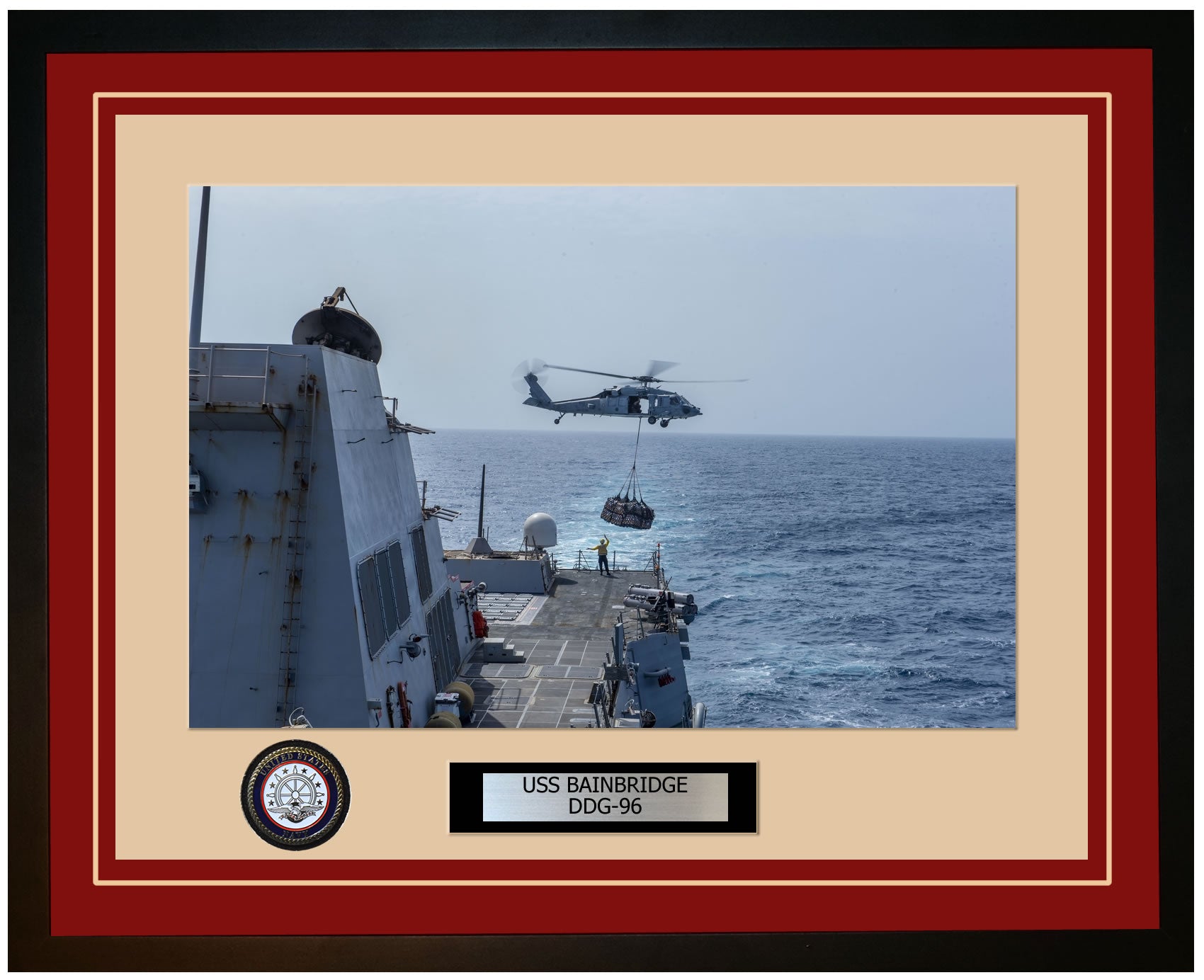 USS BAINBRIDGE DDG-96 Framed Navy Ship Photo Burgundy