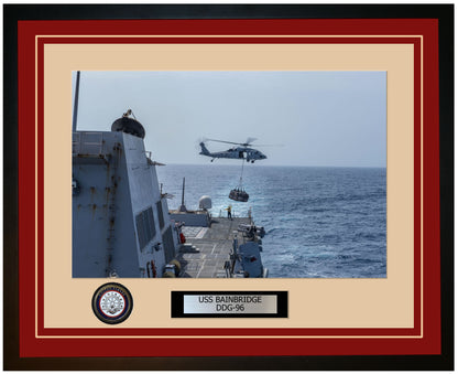 USS BAINBRIDGE DDG-96 Framed Navy Ship Photo Burgundy