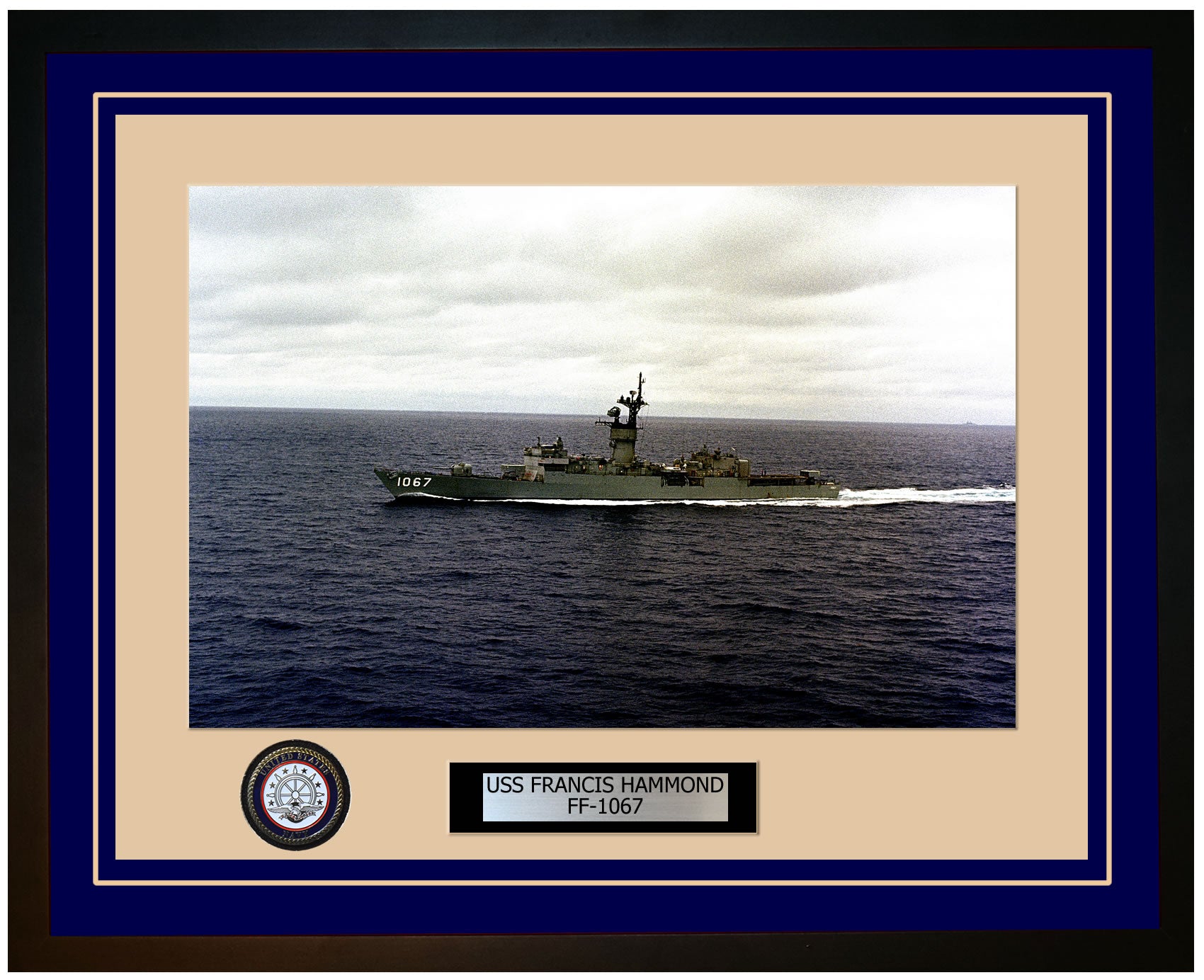 USS FRANCIS HAMMOND FF-1067 Framed Navy Ship Photo Blue