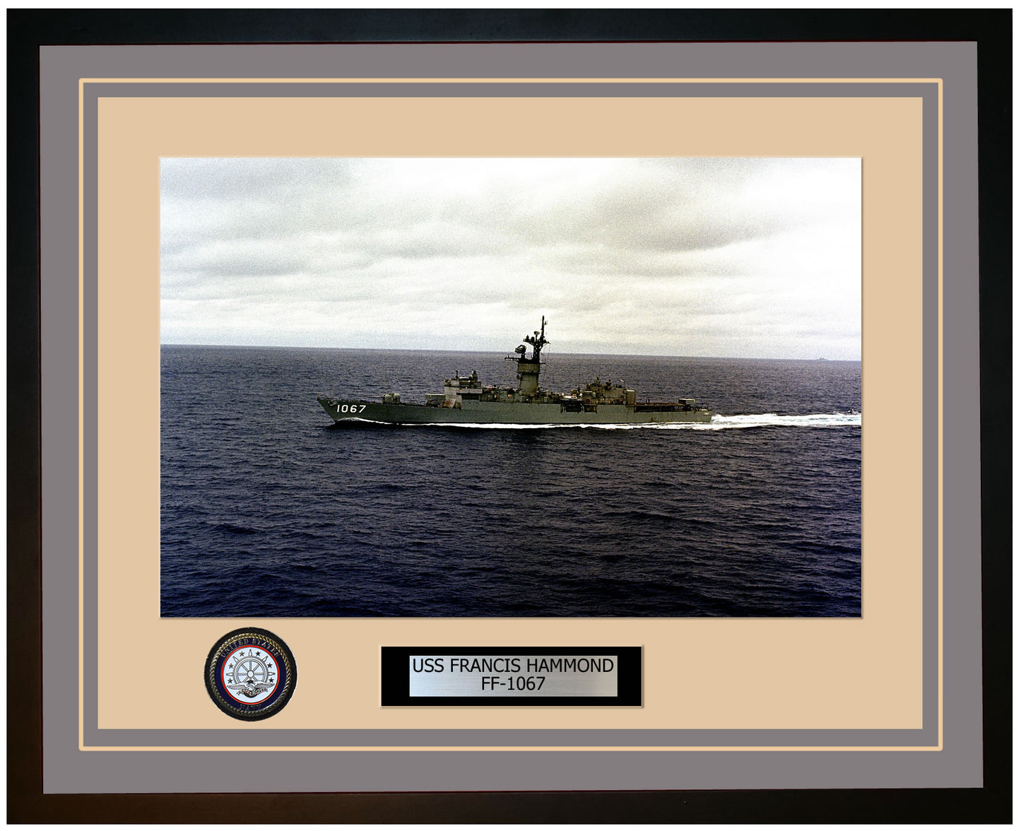 USS FRANCIS HAMMOND FF-1067 Framed Navy Ship Photo Grey