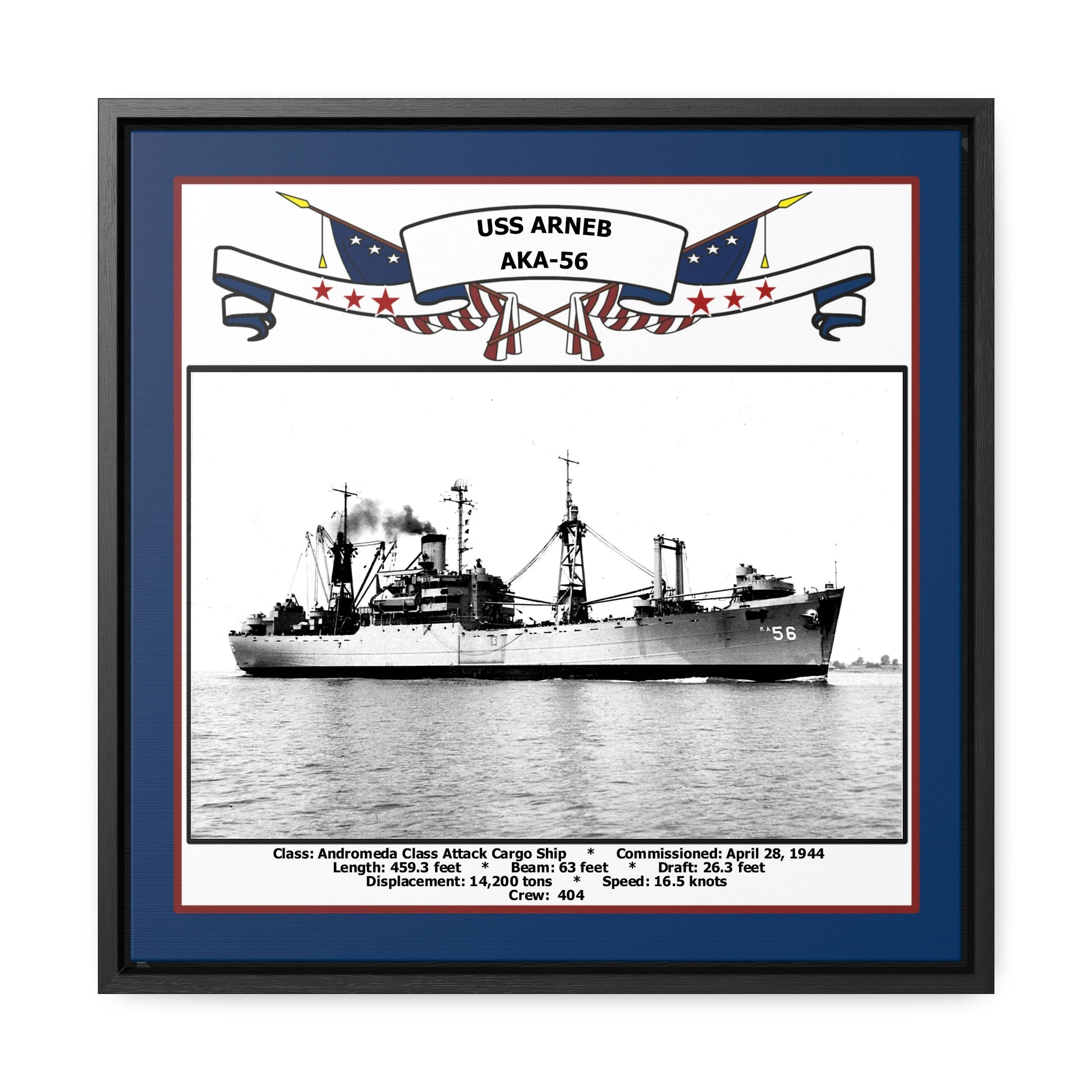 USS Arneb AKA-56 Navy Floating Frame Photo Front View