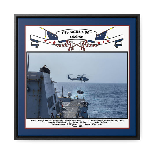 USS Bainbridge DDG-96 Navy Floating Frame Photo Front View