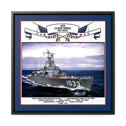 USS Claud Jones DE-1033 Navy Floating Frame Photo Front View