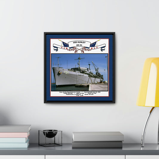 USS Hunley AS-31 Navy Floating Frame Photo Desk View
