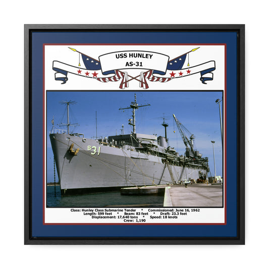 USS Hunley AS-31 Navy Floating Frame Photo Front View