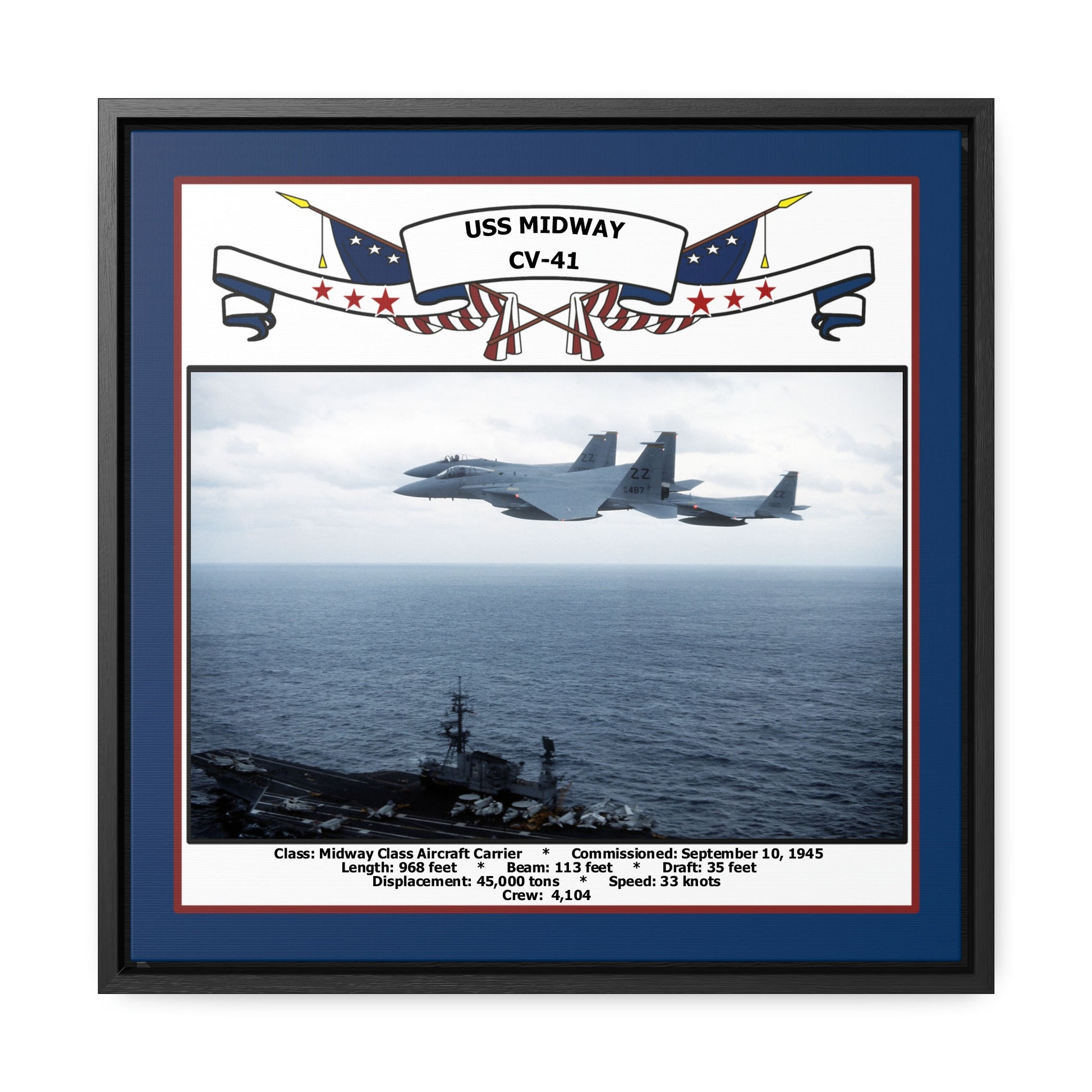 USS Midway CV-41 Navy Floating Frame Photo Front View