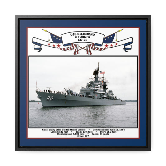 USS Richmond K Turner CG-20 Navy Floating Frame Photo Front View