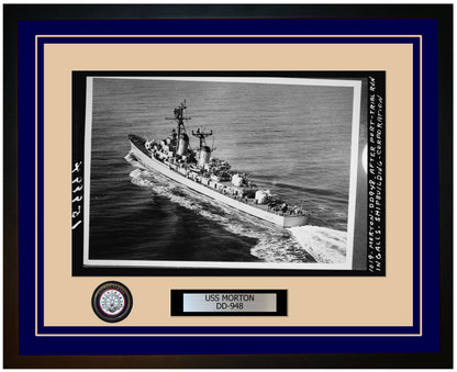 USS MORTON DD-948 Framed Navy Ship Photo Blue
