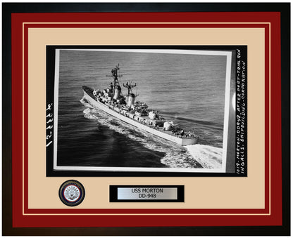 USS MORTON DD-948 Framed Navy Ship Photo Burgundy