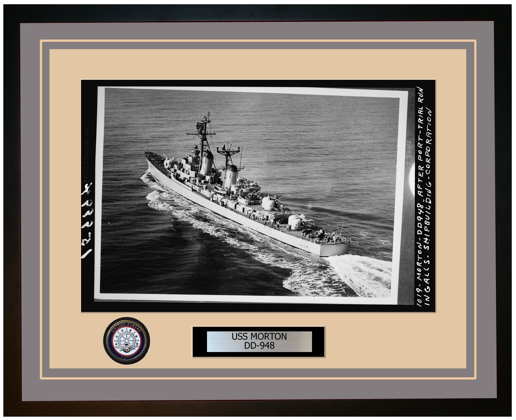 USS MORTON DD-948 Framed Navy Ship Photo Grey