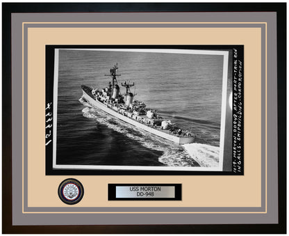 USS MORTON DD-948 Framed Navy Ship Photo Grey
