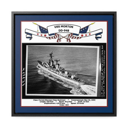 USS Morton DD-948 Navy Floating Frame Photo Front View