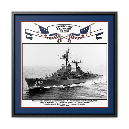 USS Richard S Edwards DD-950 Navy Floating Frame Photo Front View