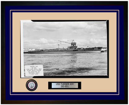 USS TURNER JOY DD-951 Framed Navy Ship Photo Blue