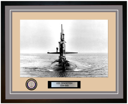 USS Spadefish SSN-668 Framed Navy Ship Photo Grey