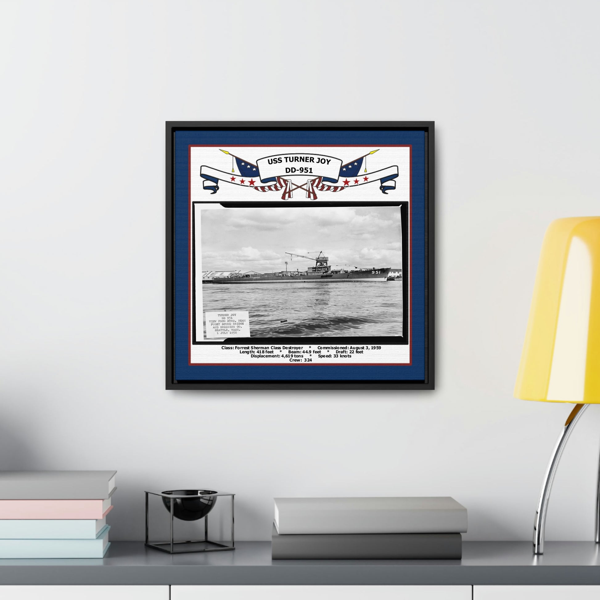 USS Turner Joy DD-951 Navy Floating Frame Photo Desk View