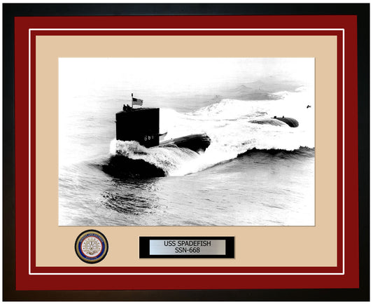 USS Spadefish SSN-668 Framed Navy Ship Photo Burgundy