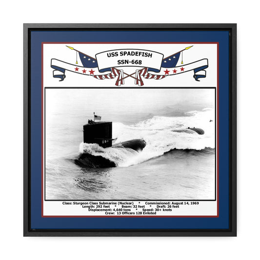USS Spadefish SSN-668 Navy Floating Frame Photo Front View
