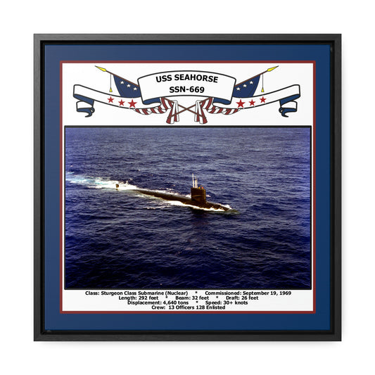 USS Seahorse SSN-669 Navy Floating Frame Photo Front View