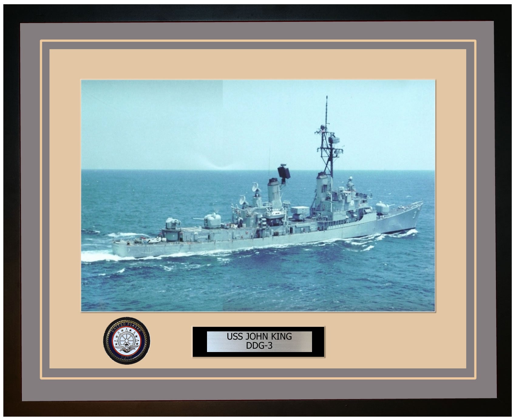 USS JOHN KING DDG-3 Framed Navy Ship Photo Grey